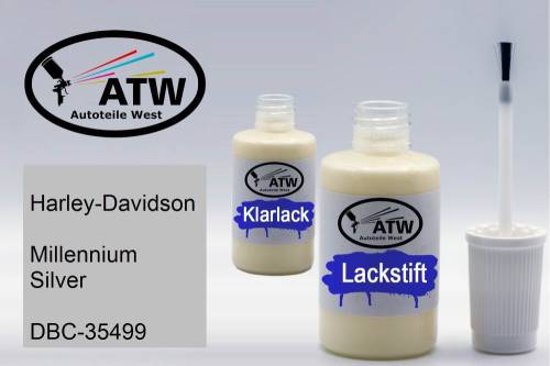 Harley-Davidson, Millennium Silver, DBC-35499: 20ml Lackstift + 20ml Klarlack - Set, von ATW Autoteile West.